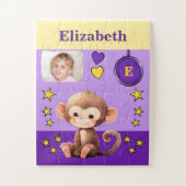 Niedlicher Affenname Foto Name lila Gelbe Kinder Puzzle (Vertikal)
