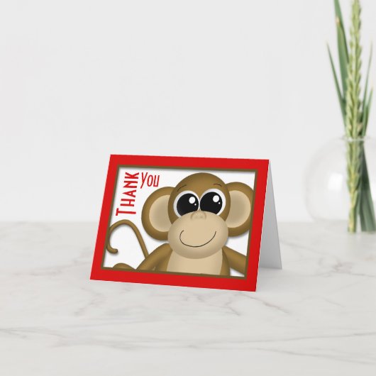Niedlicher Affenroter Dankeschön Dankeskarte (Vorderseite)