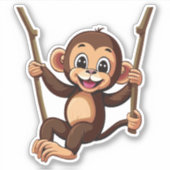 Niedlicher Affenschwingen auf Baumschwung Aufkleber (Vorderseite)