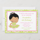 Niedlicher Afrikanischer Amerikaner Ballerina und Einladung (Vorderseite)