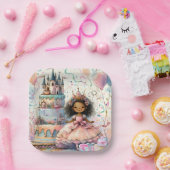Niedlicher afrikanischer Prinzessin Pink Castle Ca Pappteller (Party)