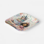 Niedlicher afrikanischer Prinzessin Pink Castle Ca Pappteller (Gewinkelt)