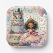 Niedlicher afrikanischer Prinzessin Pink Castle Ca Pappteller (Vorderseite)