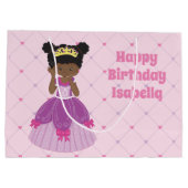 Niedlicher afrikanischer Prinzessin Pink zum Gebur Große Geschenktüte (Rückseite)