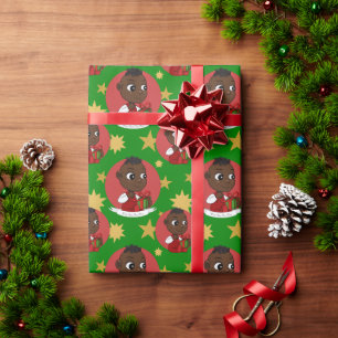 Niedlicher afrikanischer Weihnachtsbaby-Cartoon Geschenkpapier