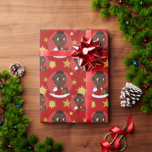 Niedlicher afrikanischer Weihnachtsbaby-Cartoon Geschenkpapier