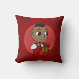Niedlicher afrikanischer Weihnachtsbaby-Cartoon Kissen