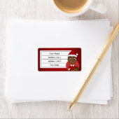 Niedlicher afrikanischer Weihnachtsjunge Cartoon Adressaufkleber (Insitu)