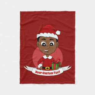 Niedlicher afrikanischer Weihnachtsjunge Cartoon Fleecedecke