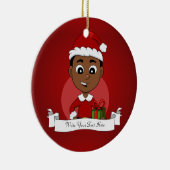Niedlicher afrikanischer Weihnachtsjunge Cartoon Keramik Ornament (Rechts)