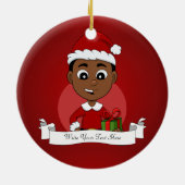 Niedlicher afrikanischer Weihnachtsjunge Cartoon Keramik Ornament (Hinten)