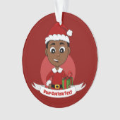 Niedlicher afrikanischer Weihnachtsjunge Cartoon Ornament (Vorderseite)