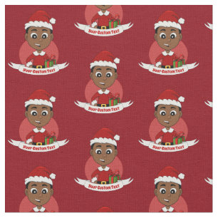 Niedlicher afrikanischer Weihnachtsjunge Cartoon Stoff