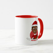 Niedlicher afrikanischer Weihnachtsjunge Cartoon Tasse (VorderseiteRechts)