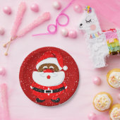 Niedlicher afrikanischer Weihnachtsmann Pappteller (Party)