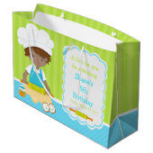 Niedlicher Afroamerikaner Backen Vielen Dank Große Geschenktüte (Rückseite Schrägansicht)