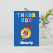 Niedlicher Afroamerikaner Swim Girl Personalisiert Dankeskarte (Stehend Vorderseite)