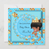 Niedlicher Afroamerikanischer Baby-Duschkopf Blue Einladung (Vorderseite)