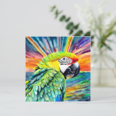 Niedlicher AI-generierter Grüner Papagei im Wasser (Stehend Vorderseite)