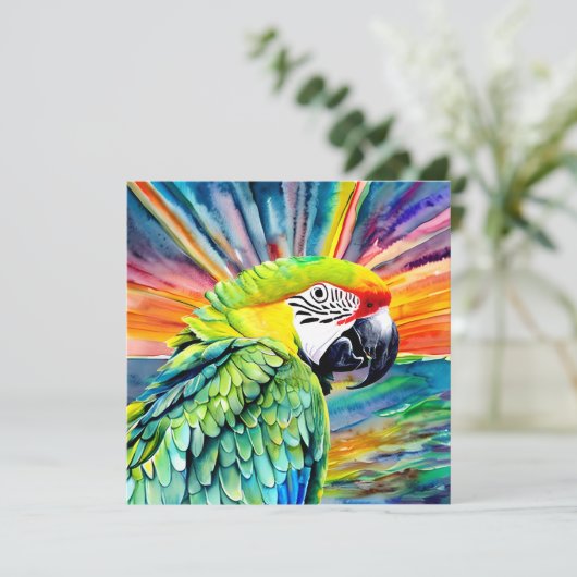 Niedlicher AI-generierter Grüner Papagei im Wasser (Stehend Vorderseite)