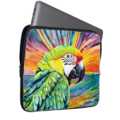 Niedlicher AI-generierter Grüner Papagei im Wasser Laptopschutzhülle (Vorne Rechts)
