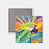 Niedlicher AI-generierter Grüner Papagei im Wasser Magnet (Vorderseite/Rückseite)