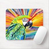 Niedlicher AI-generierter Grüner Papagei im Wasser Mousepad (Mit Mouse)