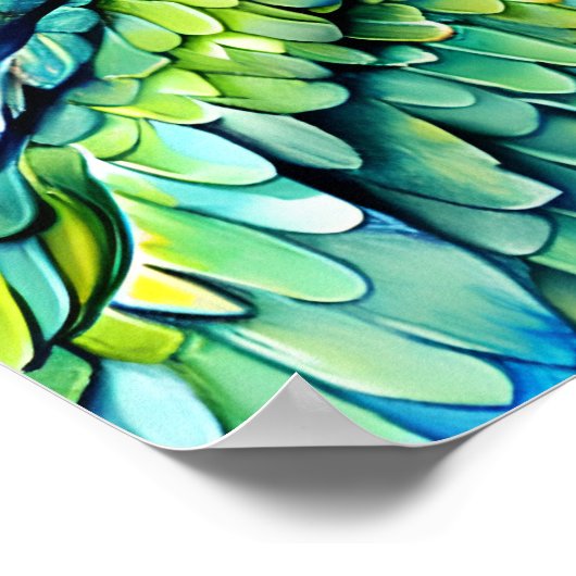 Niedlicher AI-generierter Grüner Papagei im Wasser Poster (Ecke)