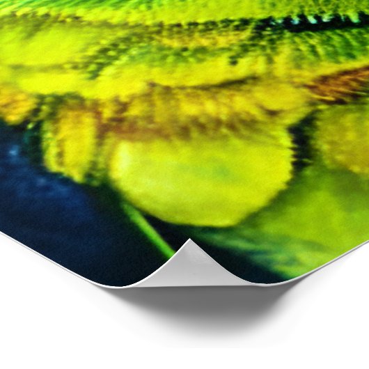 Niedlicher AI-generierter Grüner Papagei im Wasser Poster (Ecke)