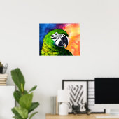 Niedlicher AI-generierter Grüner Papagei im Wasser Poster (Heimbüro)