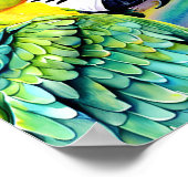 Niedlicher AI-generierter Grüner Papagei im Wasser Poster (Ecke)