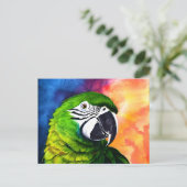 Niedlicher AI-generierter Grüner Papagei im Wasser Postkarte (Stehend Vorderseite)