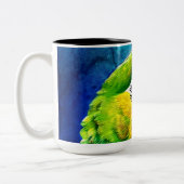 Niedlicher AI-generierter Papagei Nah Zweifarbige Tasse (Links)