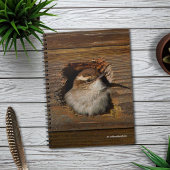 Niedlicher Airbnb Moment Bewicks Wren in Nestbox Notizblock