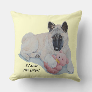 niedlicher akita cuddling Teddybär Kissen