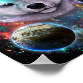 Niedlicher Akita Hund im Weltraum | Galaxy Print Poster (Ecke)