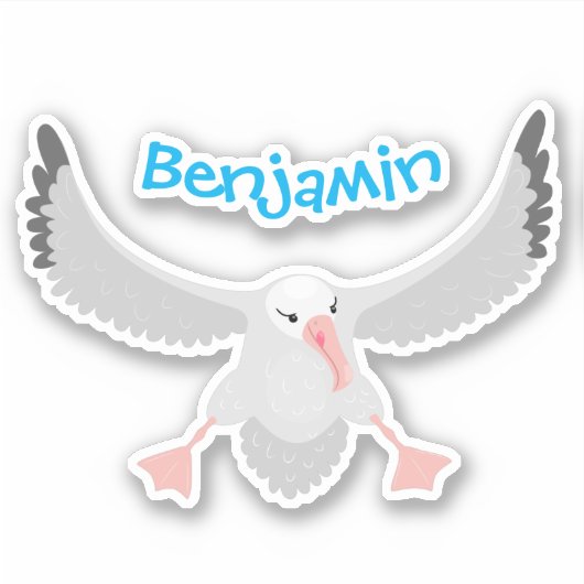 Niedlicher Albatross-Vogel mit Cartoon Aufkleber (Vorderseite)