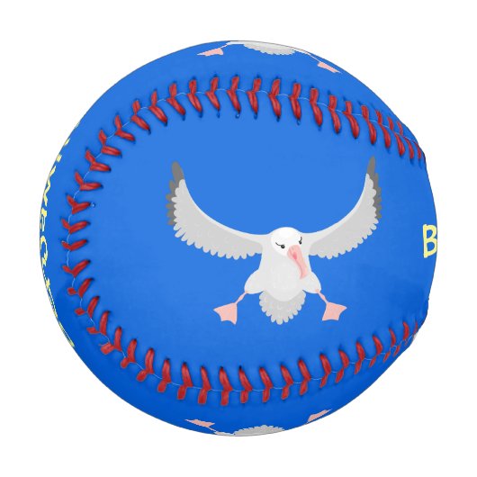 Niedlicher Albatross-Vogel mit Cartoon Baseball (Vorderseite Links)