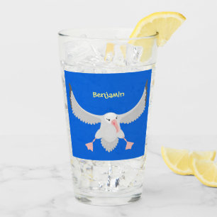 Niedlicher Albatross-Vogel mit Cartoon Glas