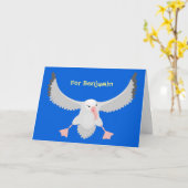 Niedlicher Albatross-Vogel mit Cartoon Karte (Gelbe Blume)