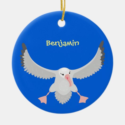 Niedlicher Albatross-Vogel mit Cartoon Keramik Ornament (Vorne)