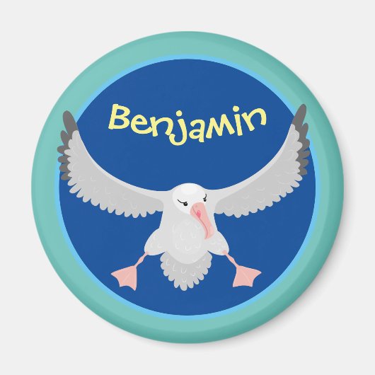 Niedlicher Albatross-Vogel mit Cartoon Magnet (Vorne)