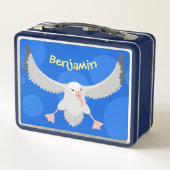 Niedlicher Albatross-Vogel mit Cartoon Metall Brotdose (Rückseite)