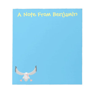 Niedlicher Albatross-Vogel mit Cartoon Notizblock
