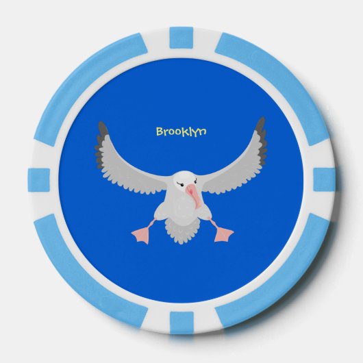 Niedlicher Albatross-Vogel mit Cartoon Pokerchips (Vorderseite)