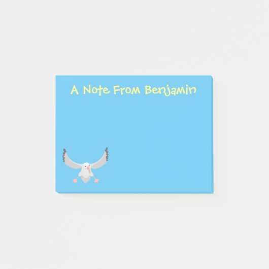 Niedlicher Albatross-Vogel mit Cartoon Post-it Klebezettel (Vorderseite)