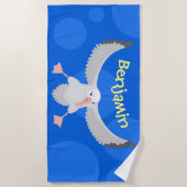 Niedlicher Albatross-Vogel mit Cartoon Strandtuch (Vorderseite)