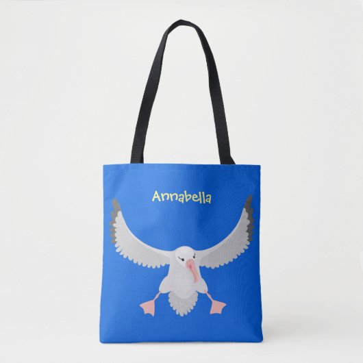 Niedlicher Albatross-Vogel mit Cartoon Tasche (Vorderseite)