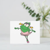 niedlicher alberner Ballerina-Ballet Froschfrosch Postkarte (Stehend Vorderseite)