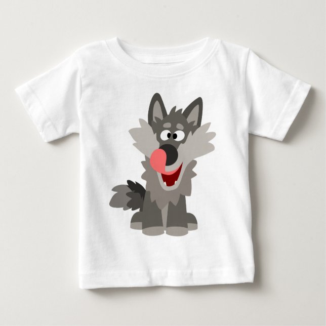 Niedlicher Alberner Cartoon Wolf Baby T - Shirt (Vorderseite)